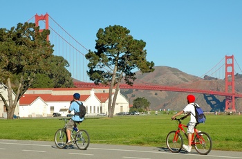 Udsigt til Golden Gate på cykeltur i San Francisco, USA
