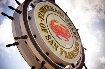 Fishermans Wharf skilt i San Francisco, Californien