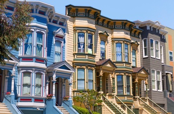 Smukke huse i Pacific Heights i San Francisco, Californien i USA