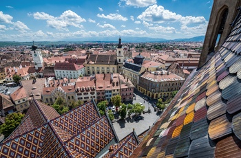 Sibiu set fra Saint Mary katedral, Transsylvanien - Rumænien
