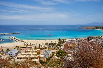 Udsigt til San Vito Lo Capo stranden på Sicilien