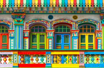 Little India med farverige facader i Singapore