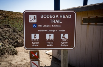 Skilt til Bodega Head Trail ved Bodega Bay