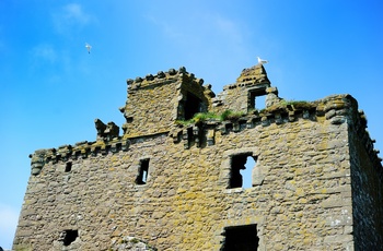 Skotland, Aberdeenshire, Stonehaven - ruinen af middelalder Dunnottar Castle på en smuk sommerdag