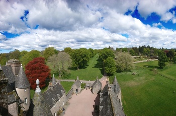 Skotland, Inverurie - vue over parken ved Fraser Castle fra slottets tårn