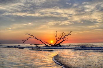 Solnedgang på Hunting Island State Park, South Carolina
