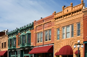 Smukke husfacader i Deadwood - South Dakota i USA