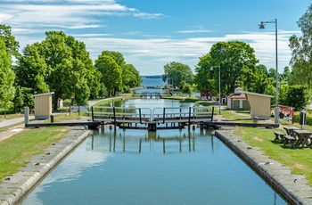 Göta Kanalen og Bergs Locks ved Linköping, Sverige