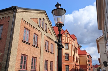 Gamle bygninger i Haga kvarteret i Göteborg, Sverige