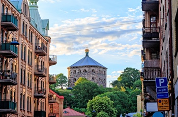 Fæstningsværket Skansen Kronan set fra Haga kvarteret i Göteborg, Sverige