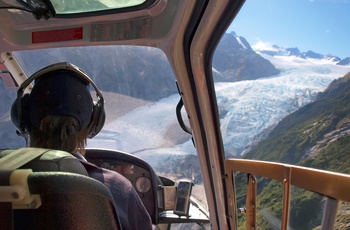 Udsigt til Franz Josef Glacier fra en helikopter - Sydøen i New Zealand