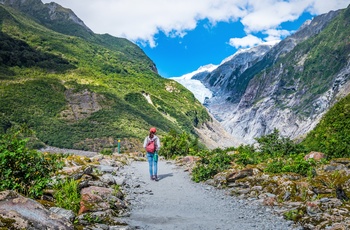 Udsigt til Franz Josef Glacier - gletsjer på sydøen i New Zealand