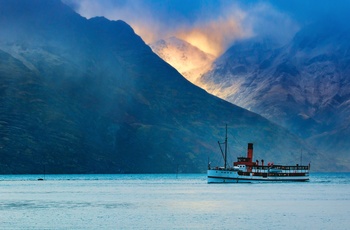 Dampskibet TSS Earnslaw på Wakatipusøen ved Queenstown, Sydøen