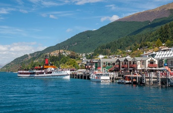 Dampskibet TSS Earnslaw på Wakatipusøen ved Queenstown, Sydøen