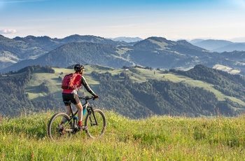 På mountainbike i de tyske Alper ved Oberstaufen i Sydtyskland