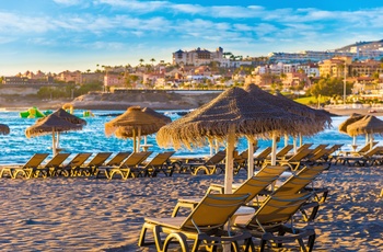 Stranden Playa de las Américas på Tenerife, Spanien