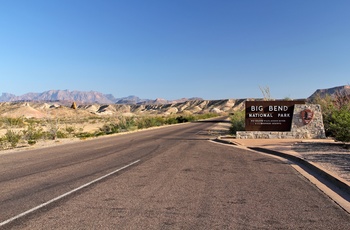 Velkomstskilt til Big Bend National Park i Texas, USA