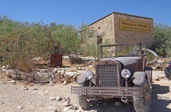 Spøgelsesbyen Terlingua Ghost Town i Texas, USA