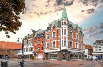 Torv i købstaden Eckernförde i Slesvig-Holsten - Tyskland