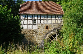 Bindningsværkshuse i Frilandsmuseet i byen Detmold, Midttyskland