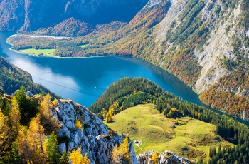 Udsigt til Obersee og Königsee i Berchtesgaden Nationalpark, Sydtyskland