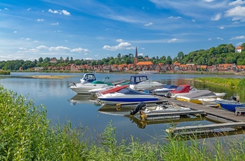 Udsigt til Lauenburg fra floden Elben, Nordtyskland