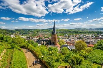 Udsigt til Marburg med kirken i centrum, Midttyskland