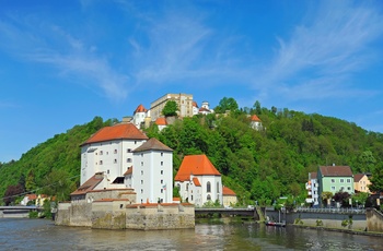 Borg eller slot Oberhaus og Niederhaus i Passau, Sydtyskland