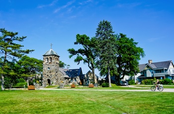 Smuk kirke i Kennebunkport Dock Square, Maine i USA
