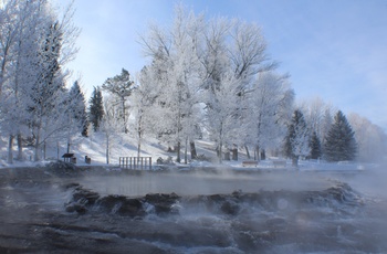 Giant Springs ved Great Falls om vinteren - Montana i USA