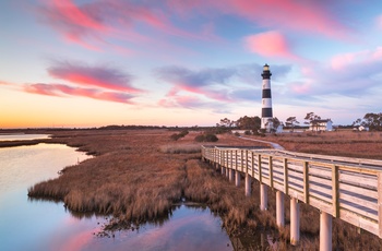 Fyrtårn på Bodi Island - Outer Banks i North Carolina - USA