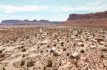 Glamping i Arches - luftfoto af campen