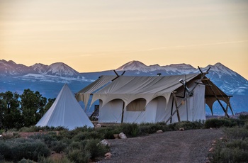 Glamping i Arches - aften i campen