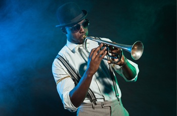 Jazzmusiker på trompet i USA