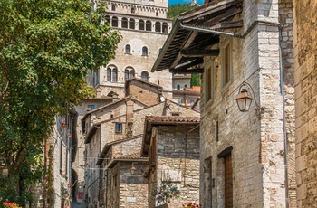 Stemning i middelalderbyen Gubbio, Umbrien