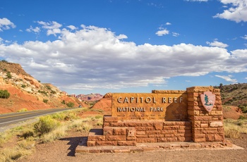 Skilt til Capitol Reef National Park - Utah i USA