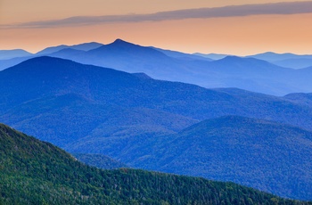 Aftenlys ud over Green Mountains, Vermont i USA