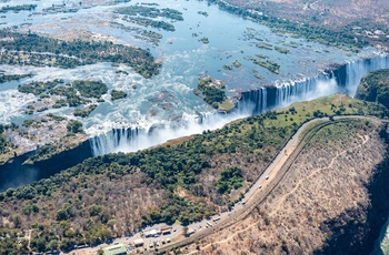 Victoria Falls set fra en helikopter, Zimbabwe