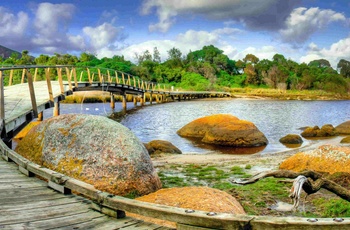 Gangbro over Tidal River i Wilsons Promontory National Park - Victoria