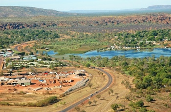 Luftfoto af byen Kununurra i Western Australia