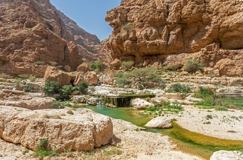 De naturlige pools i Wadi Shab-kløften i Oman