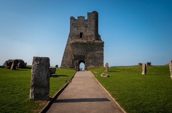 Wales - Aberystwyth Castle på Consitution Hill en smuk sommerdag