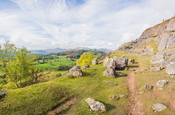 Wales - vandrestien Offas Dyke Path i naturområdet Clwydian Range tæt på Llangollen