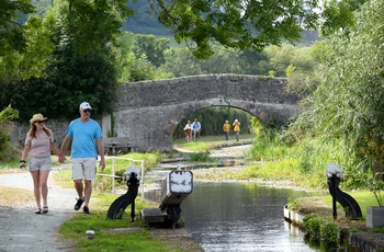 Wales, Welshpool - hundeluftere på den tidligere træksti langs Montgomery canal (Foto - Cymru Wales Crown Copyright)