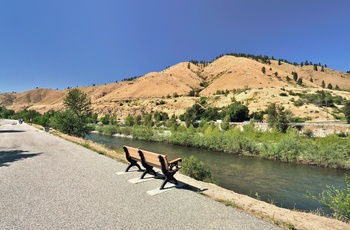 Wenatchee River der løber gennem Cashmere i Washington State, USA