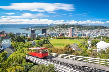 Kabelbanen / sporvognen til Botanisk Have i Wellington, New Zealand