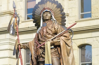 Statue af en af områdets stammehøvdinge i Cheyenne - USA
