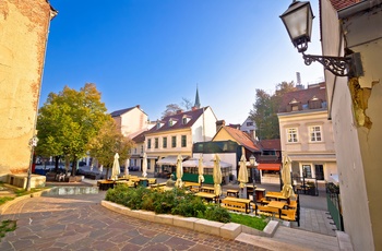 Tkalciceva gaden i bydelen Kaptol, Zagreb i Kroatien