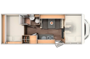 Autocamper i Europa. Kategori: Alkove - typisk indretning / layout