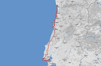 Cykeltur fra Porto til Lissabon - Portugals Atlanterhavskyst på cykel - Rutekort